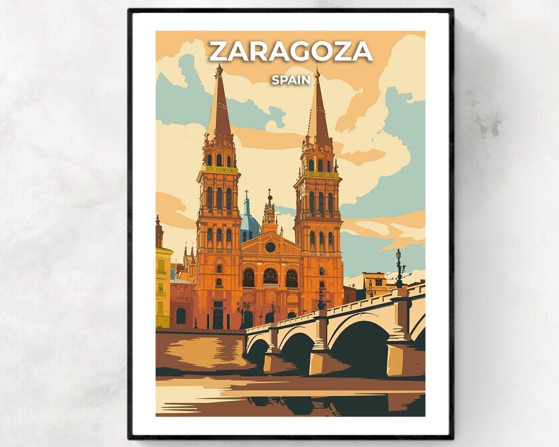Basilica Of Our Lady Of The Pillar Travel Print Wall Art Zaragoza Spain City Print Basilica Of Our Lady Of The Pillar Travel Gift