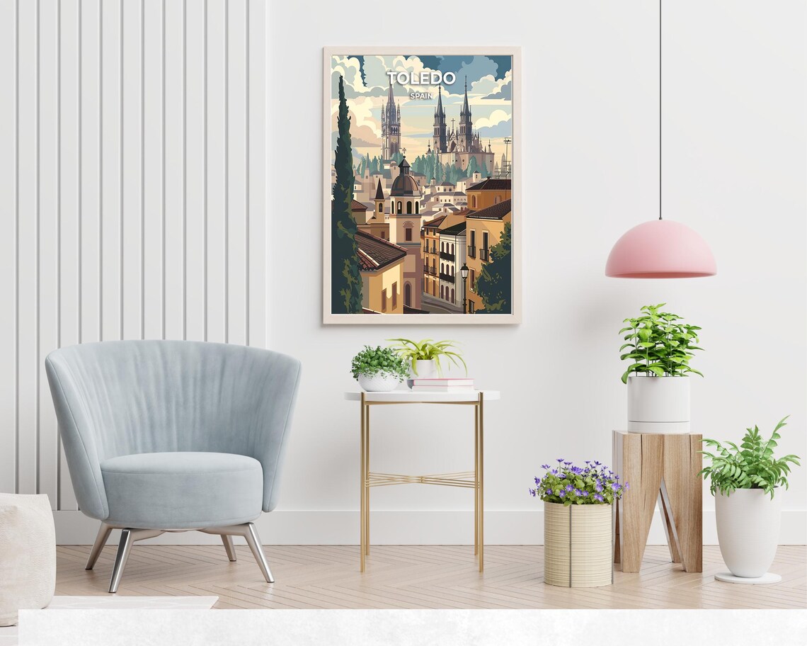 Toledo Cathedral Spires Over the Old Town of Spain Travel Poster - Image 2
