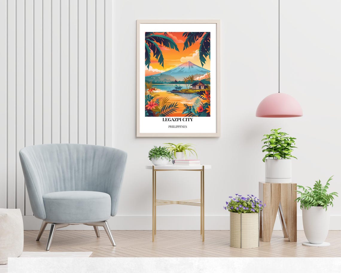 Legazpi City Philippines Mayon Volcano Tropical Sunset Travel Poster - Image 2