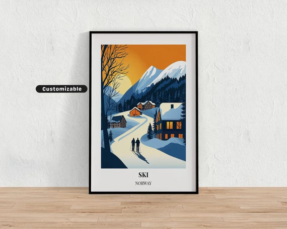 Ski Norway Travel Poster Custom Wall Art