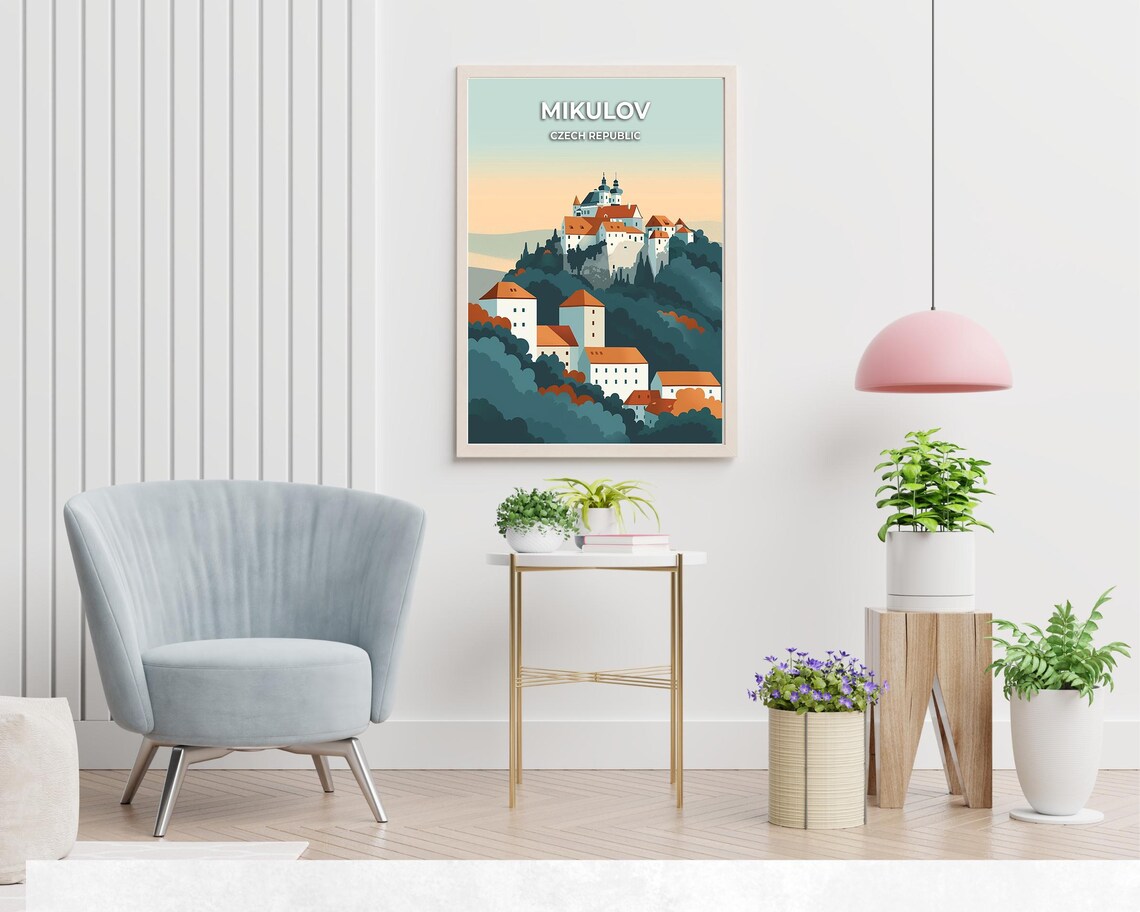 Mikulov Castle Czech Republic Sunset Hilltop Fortress Travel Poster - Image 2
