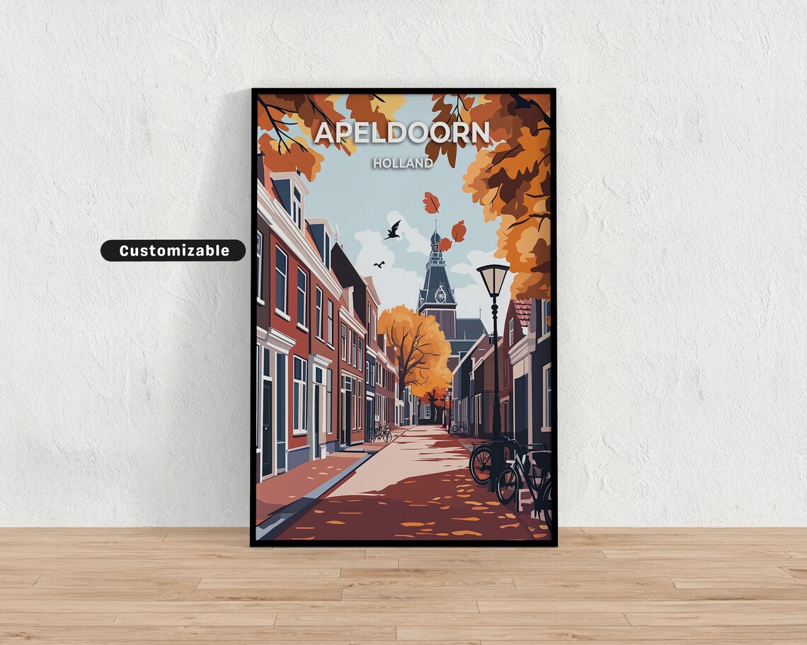 Apeldoorn Holland Fall Foliage Old Town Church Street Poster