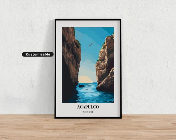 Acapulco Mexico Travel Poster Custom Wall Art
