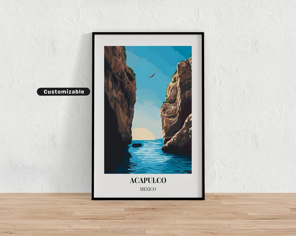 Acapulco Mexico Travel Poster Custom Wall Art
