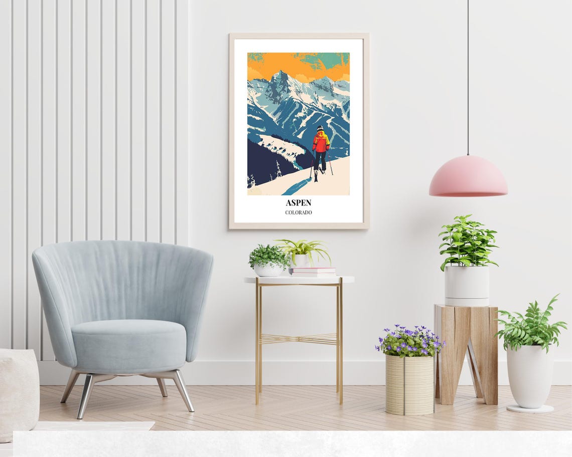 Aspen Colorado Travel Print Wall Art Aspen Colorado City Print Aspen Colorado Travel Gift Aspen Colorado Poster - Image 2