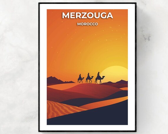 Merzouga Morocco Travel Wall Art Poster Print