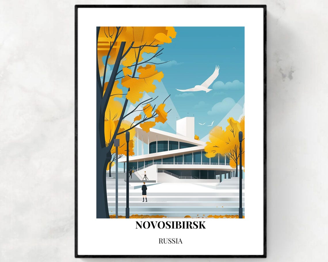 Novosibirsk Opera And Ballet Theatre Travel Print Wall Art Novosibirsk Russia City Print Novosibirsk Opera And Ballet Theatre Poster