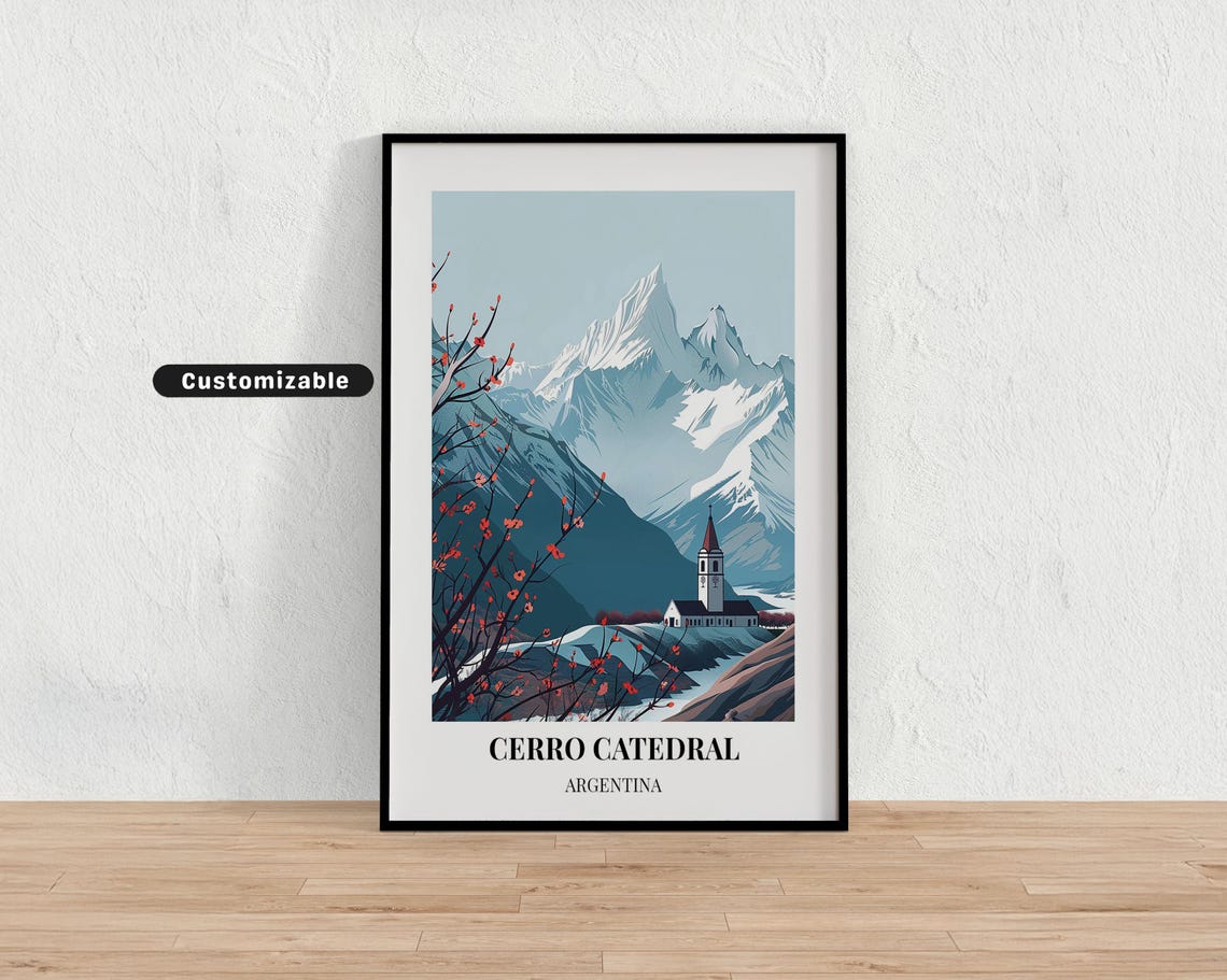 Cerro Catedral Argentina Travel Poster Custom Wall Art