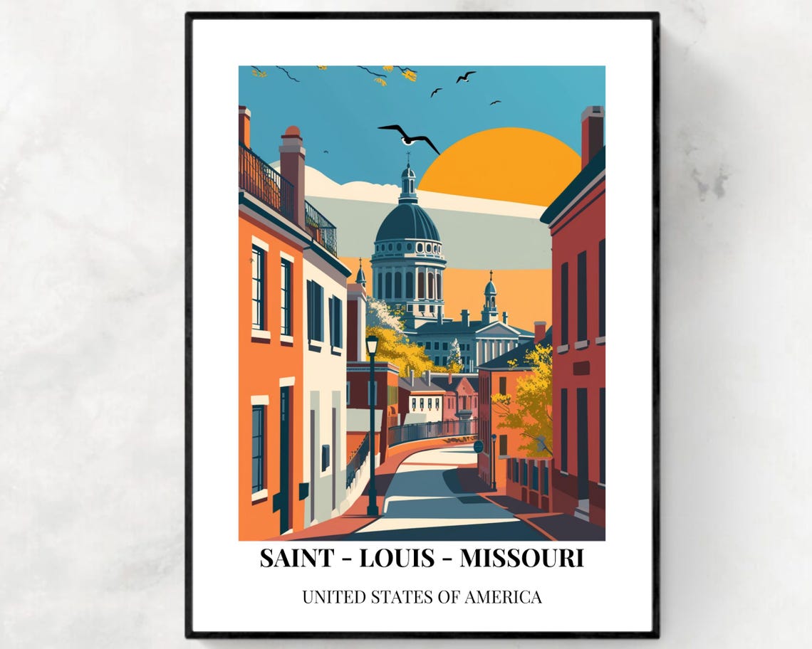 Saint Louis Missouri Historic Dome Capitol Street Scene Poster