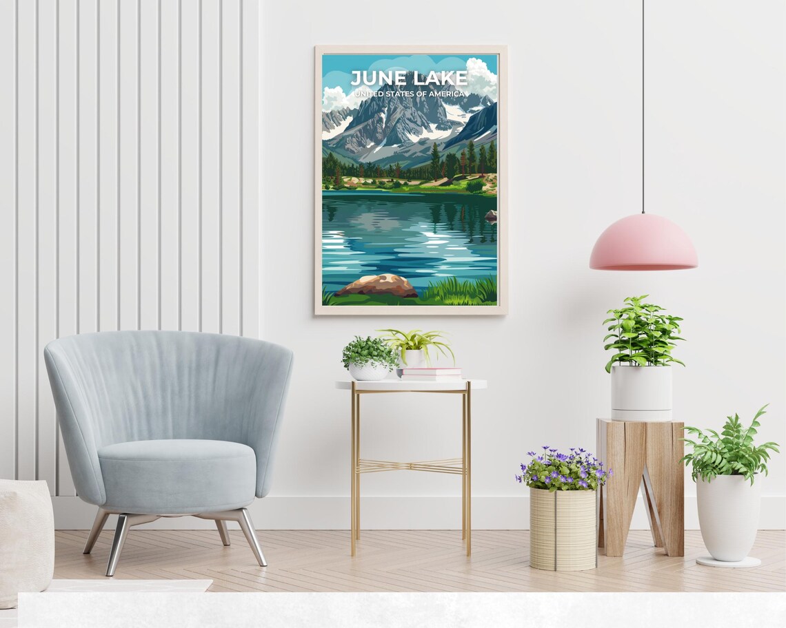June Lake California Alpine Lake Snow Peak Granite Travel Poster - Image 2