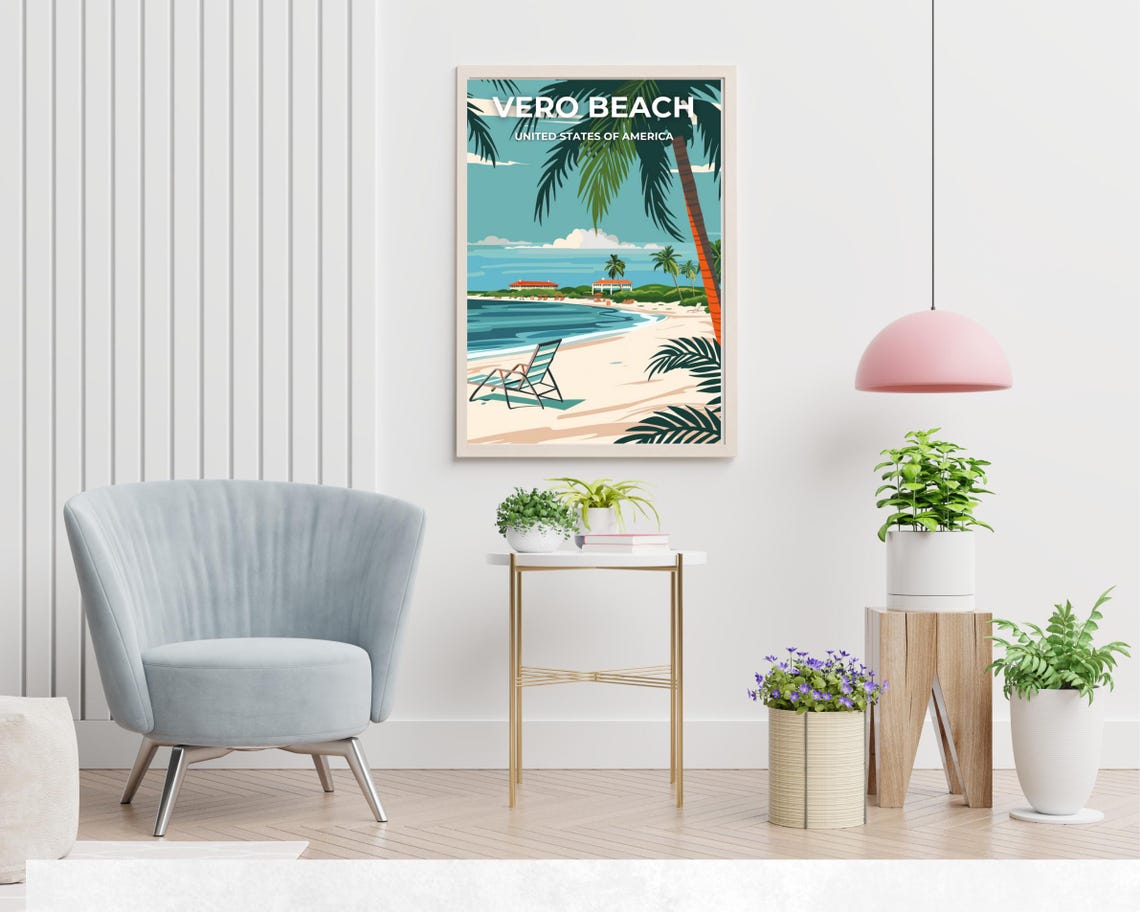 Vero Beach Palms Beach Resort Tropical Classic Travel Poster - Image 2