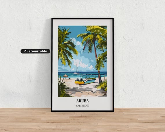 Aruba Caribbean Travel Poster Custom Wall Art
