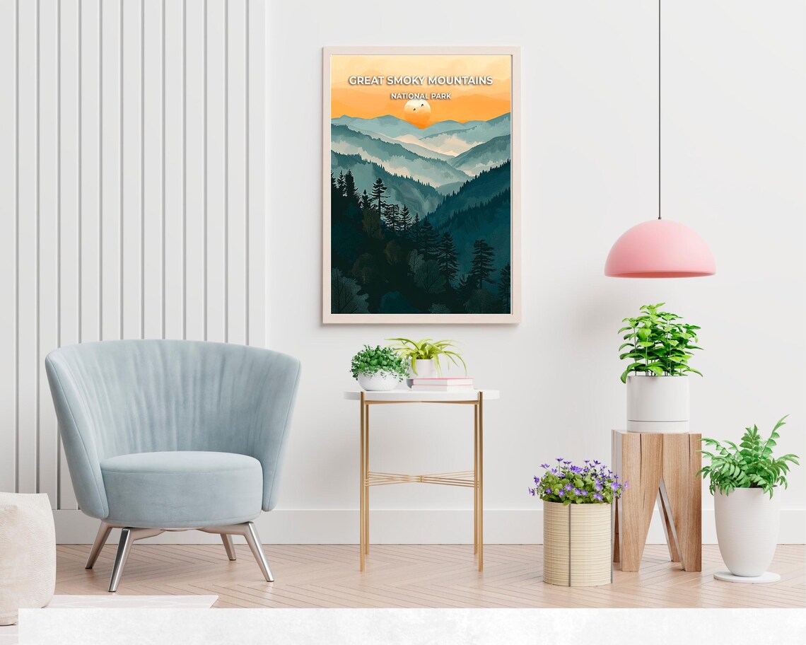 Great Smoky Mountains National Park Travel Print Wall Art Great Smoky Mountains National Park City Print Great Smoky Mountains - Image 2