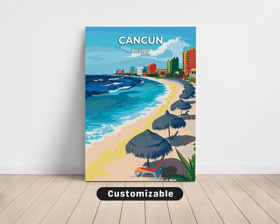 Cancun Mexico Travel Canvas Poster Custom Wall Art
