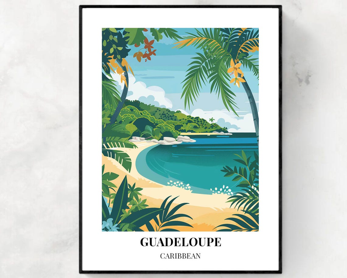 Guadeloupe City Print Guadeloupe Travel Poster Caribbean Travel Gift Guadeloupe Caribbean Poster Guadeloupe Gift
