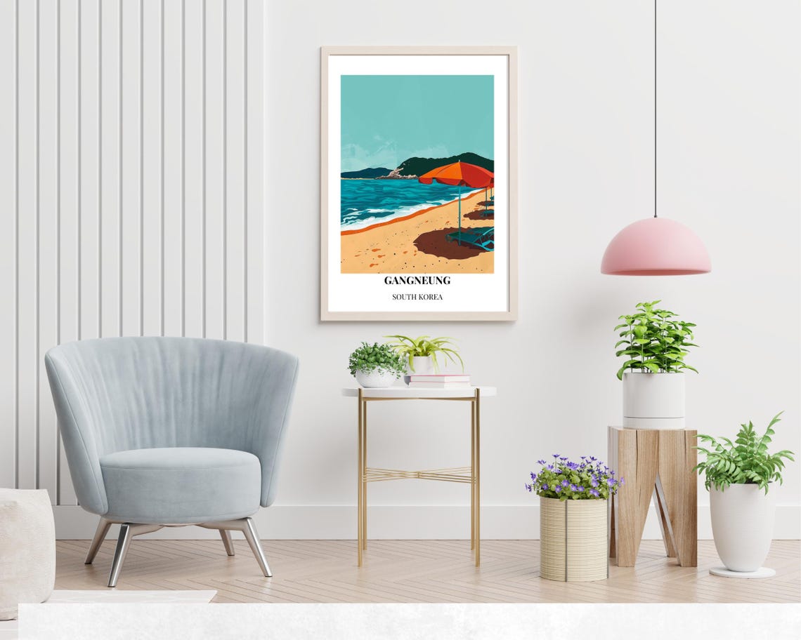 Gyeongpo Beach Travel Print Wall Art Gangneung South Korea City Print Gyeongpo Beach Travel Gift Gyeongpo Beach Poster Travel Gift - Image 2