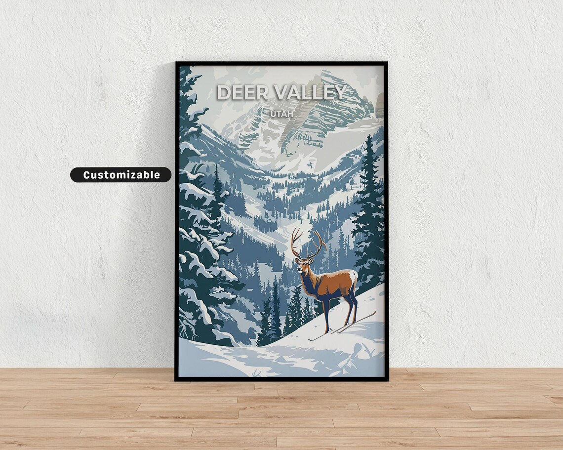 Deer Valley Utah Travel Poster Custom Wall Art
