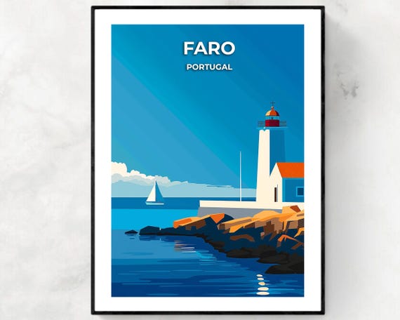 Faro Portugal Old Town Travel Poster