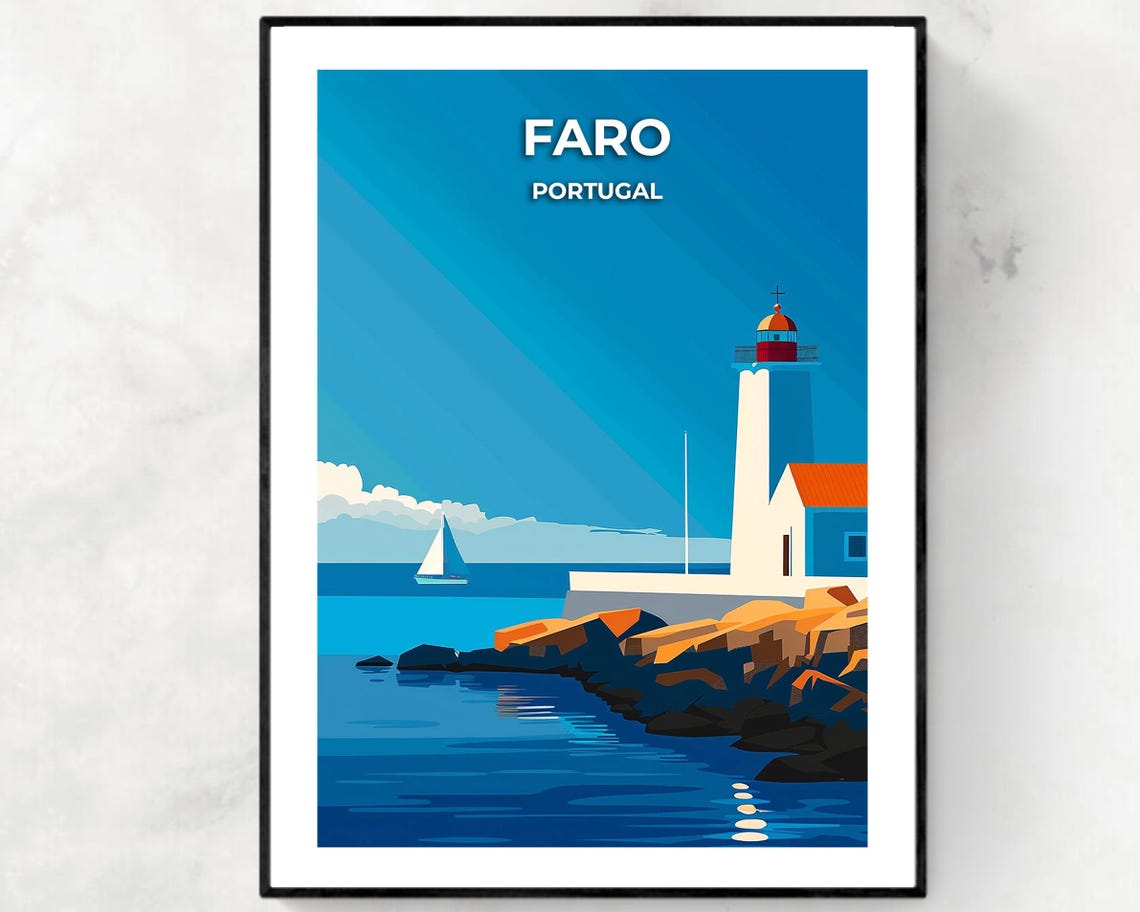 Faro Portugal Old Town Travel Poster