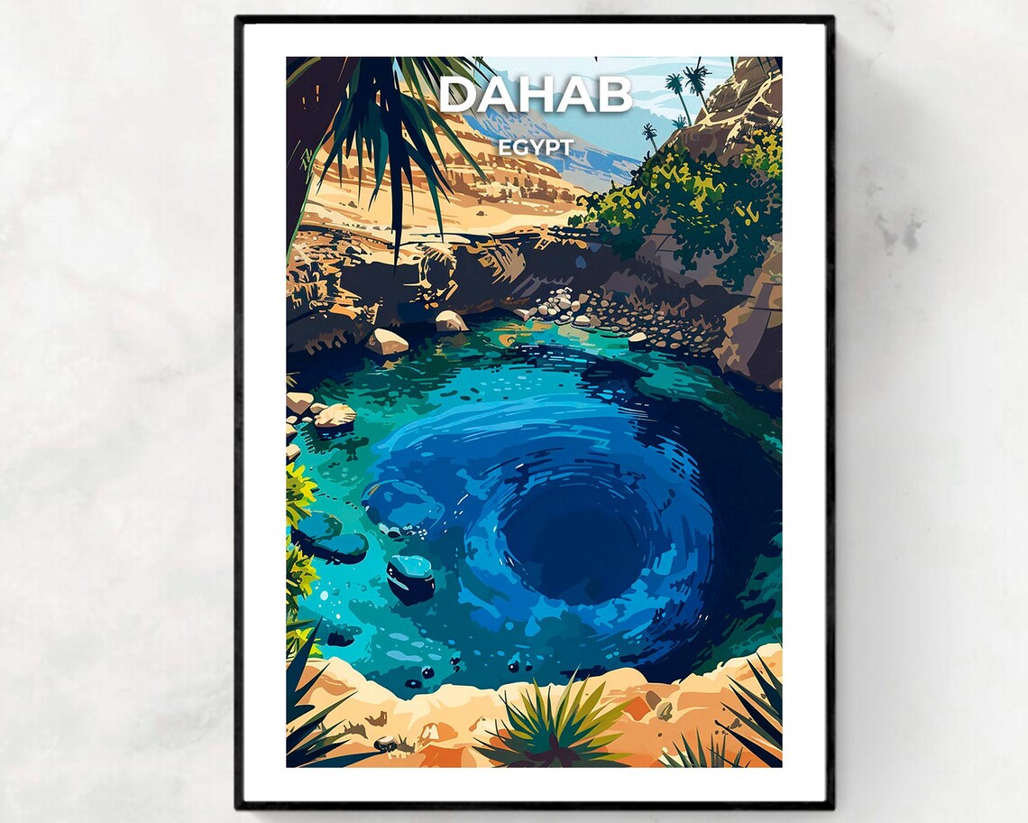 Dahab Egypt Blue Hole Turquoise Water Diving Paradise Travel Poster