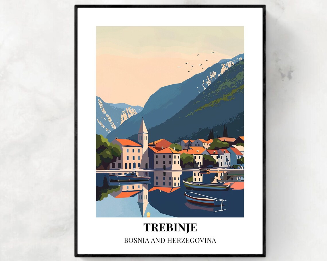 Trebinje Bosnia and Herzegovina Harbor Mountain Reflection Poster