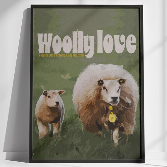 Woolly Love Sheep and Lamb Poster Farm Animal Countryside Decor