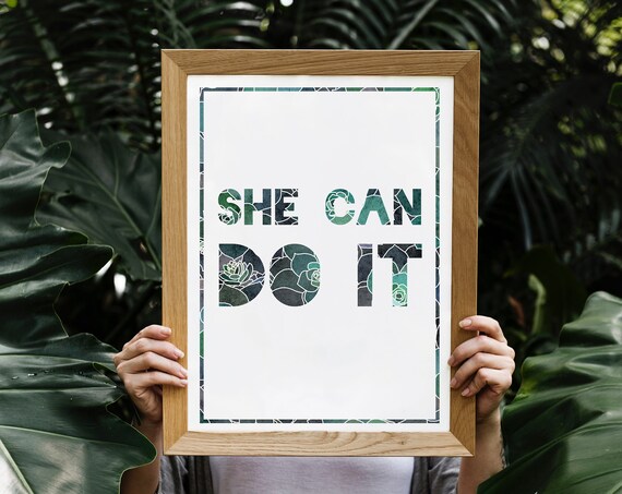Botanical Inspirational Quote Print Watercolor Flowers Wall Art Home Decor Floral Garden Prints Succulents