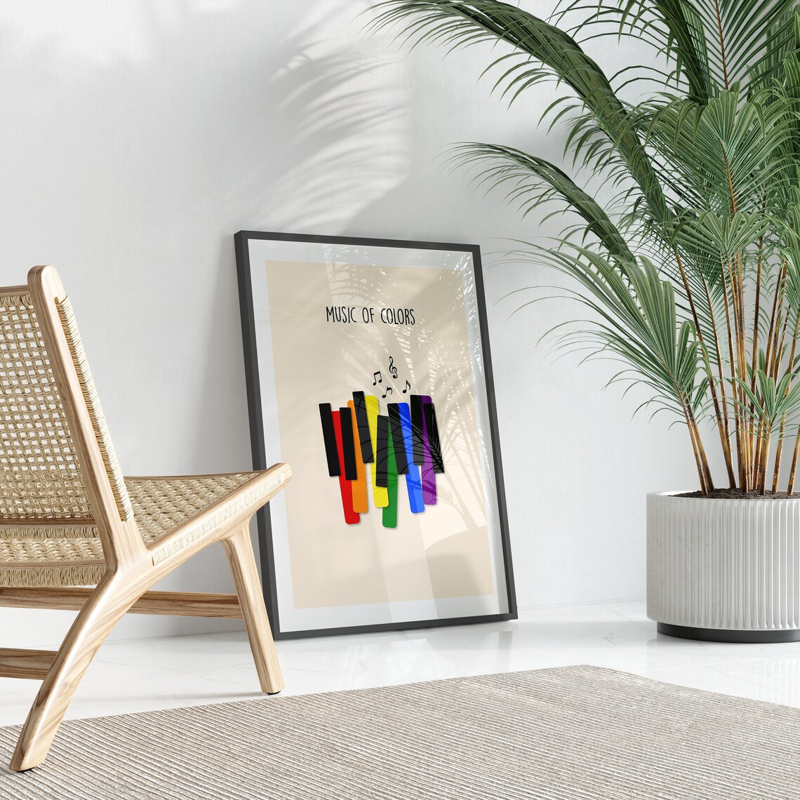Music of Colors Rainbow Piano Keys Minimalist Music Lover Poster - Image 3