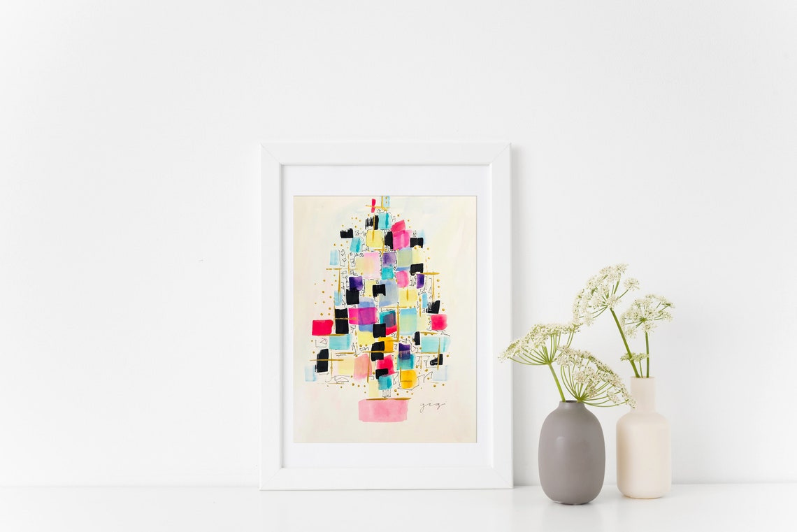 Cristhmas Tree Abstract Print Art Print Watercolor Paint Wall Art Wall Art For Living Room