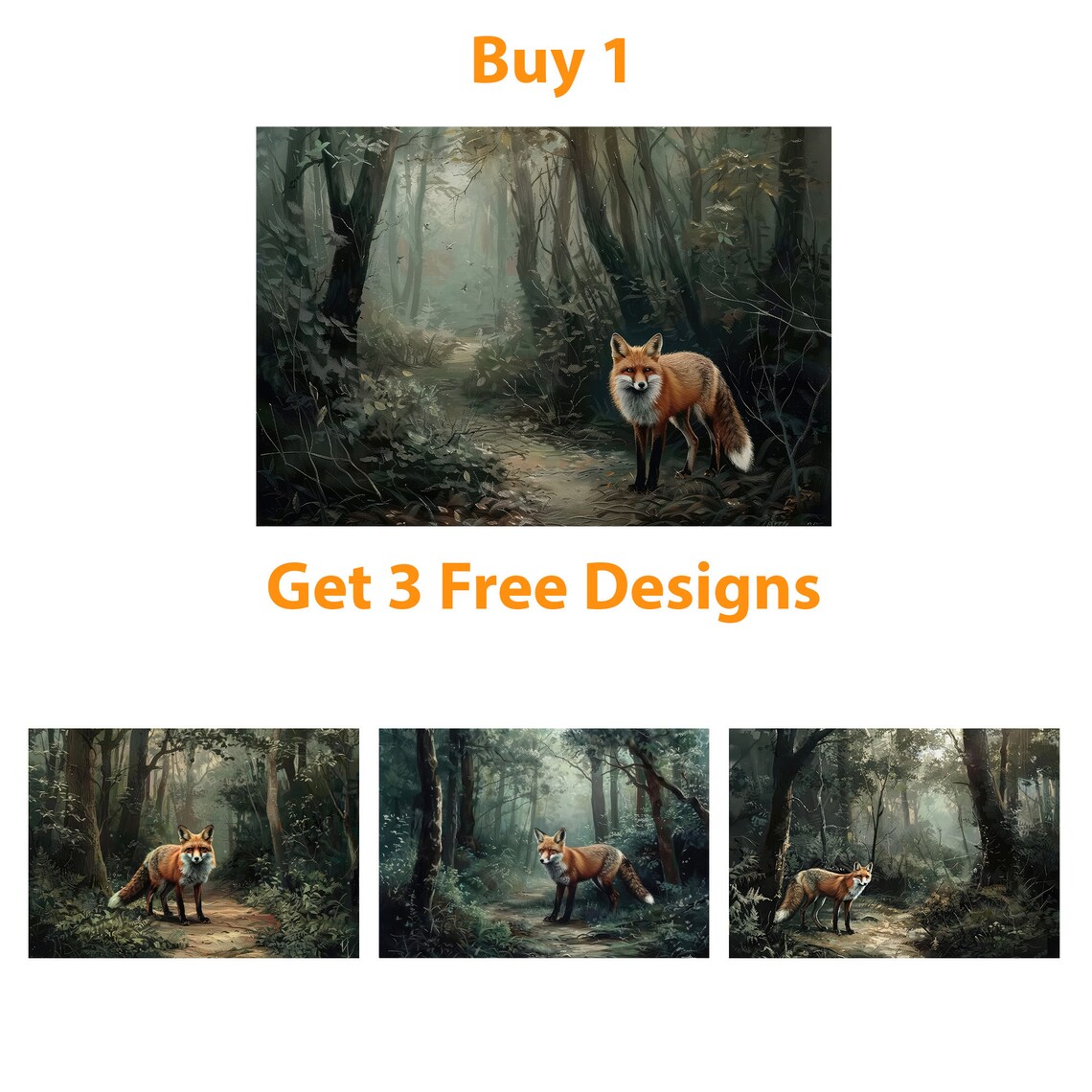 Forestcore Dark Fox, Moody Fox Painting - Image 4