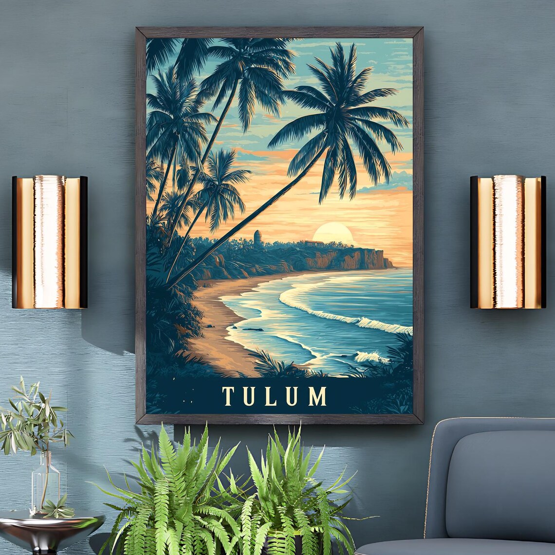 Tulum Vintage Travel Poster, Retro Art Print