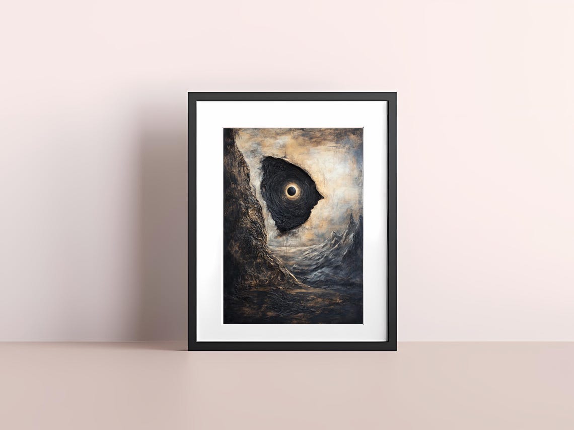 Eye Of The Void Floating Dark Surreal Mystical Landscape Art Poster