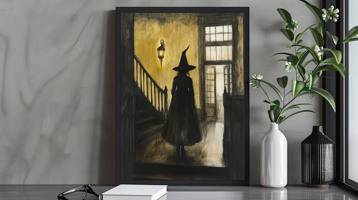Dark Gothic Witch Art Print, Mysterious Fantasy