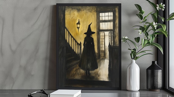 Dark Gothic Witch Art Print, Mysterious Fantasy