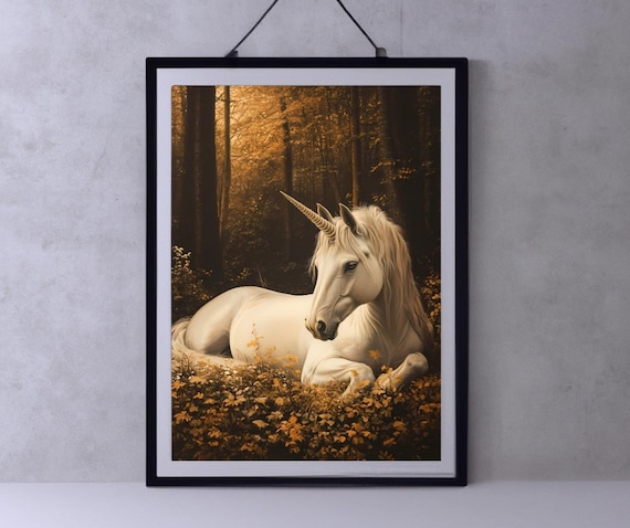 Magical Unicorn Art Fantasy Forest Wall Decor Poster For Home