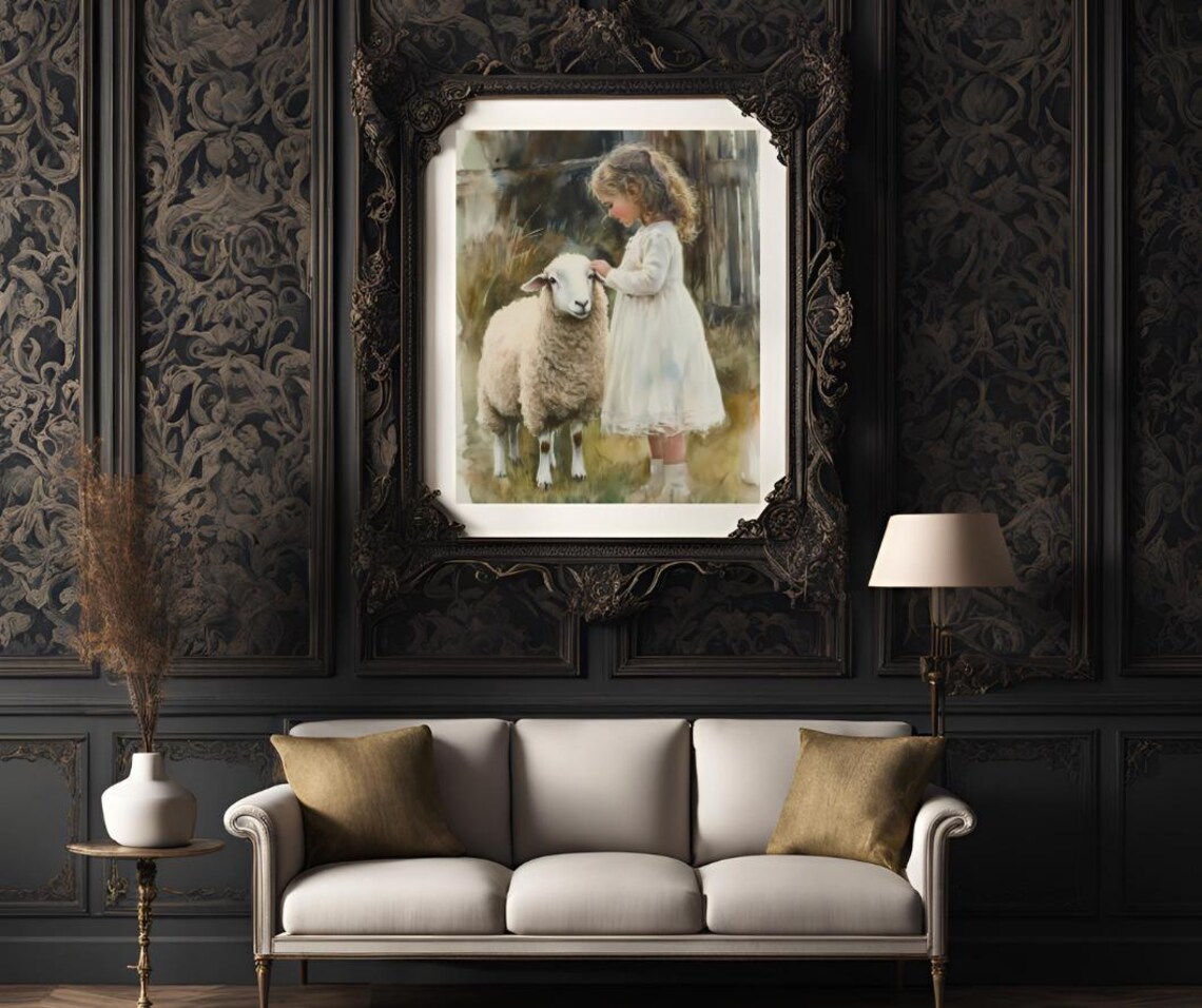 Little Shepherdess, Cottagecore Farmhouse Art Print - Image 3