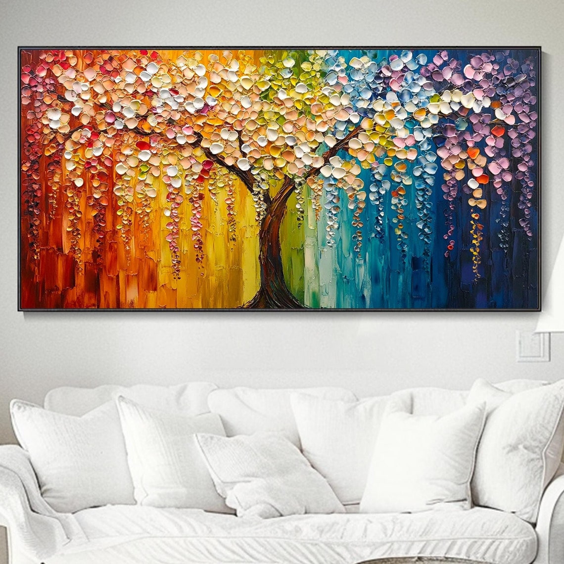 Rainbow Tree Of Life Multicolor Canopy Abstract Painting Poster