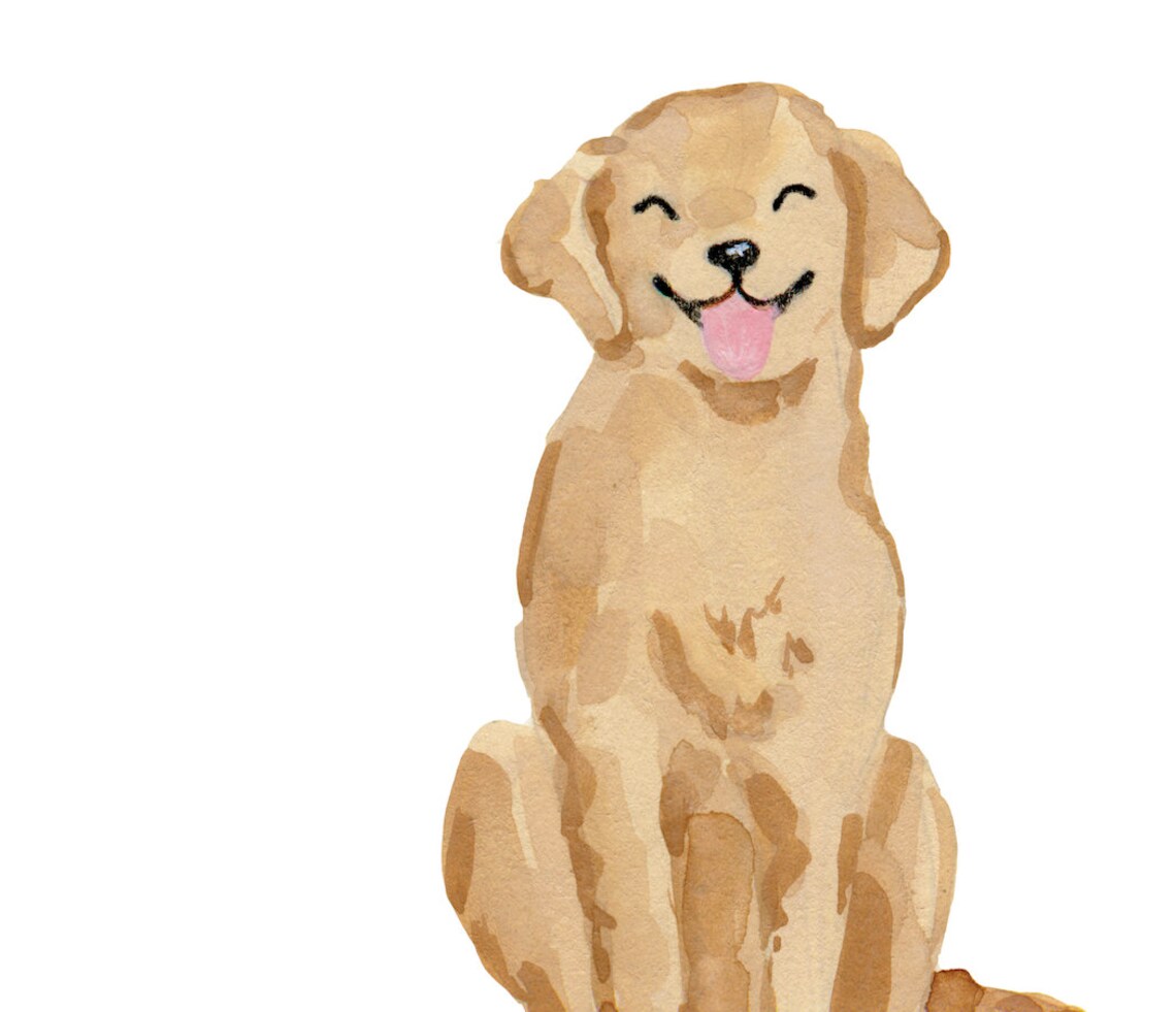 Golden Retriever Pet Name Portrait Art Print - Image 3
