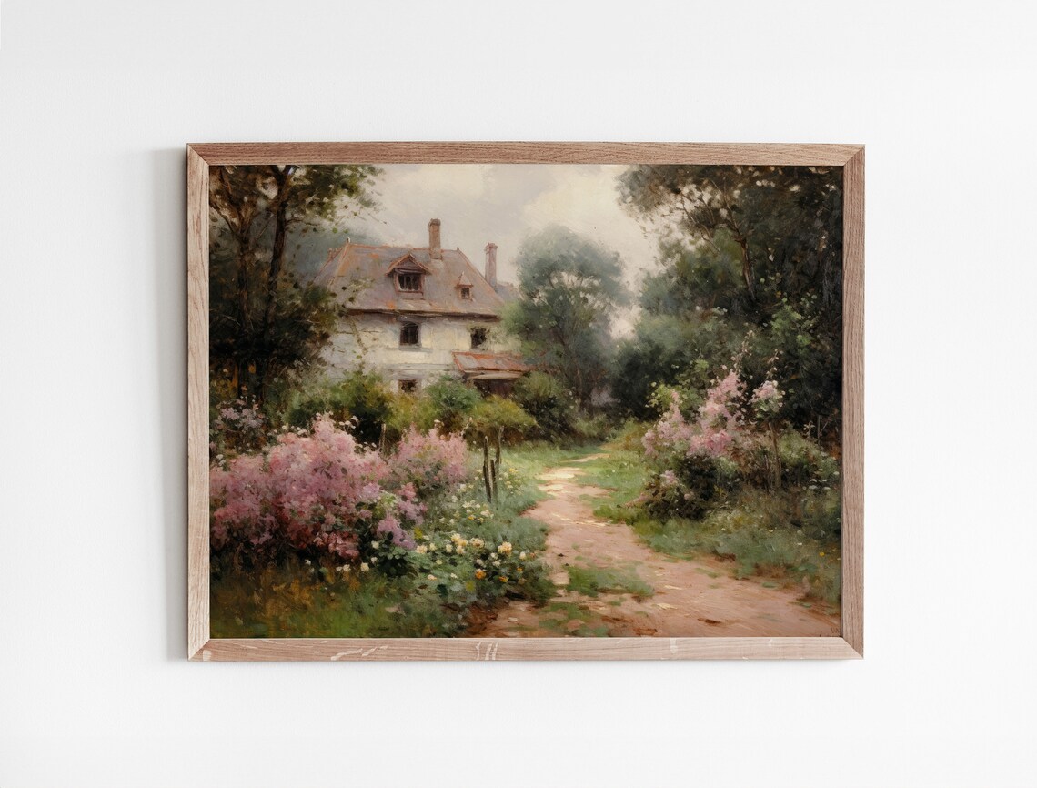 Vintage Garden Print, Antique Landscape Painting - Image 3