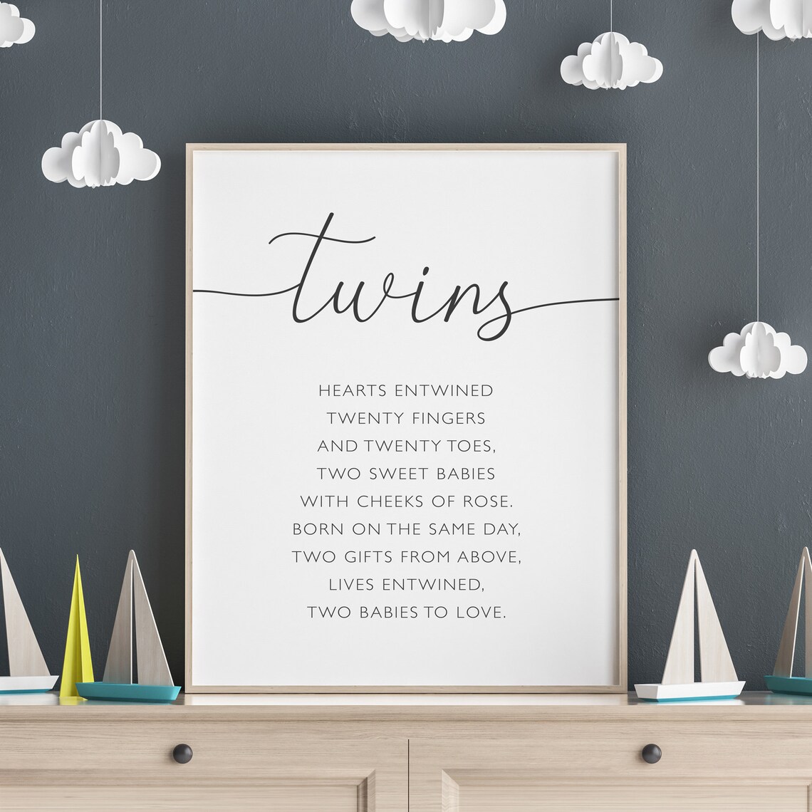 Twins Nursery Print, Wall Decor for Twins