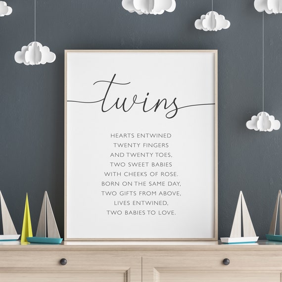 Twins Nursery Print, Wall Decor for Twins