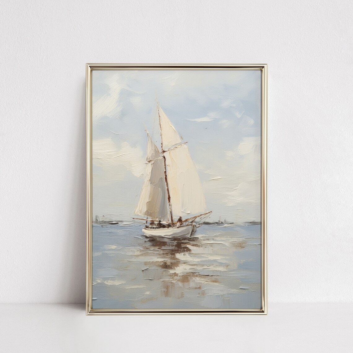 Sailboat Neutral Seascape Wall Art Print - Image 7