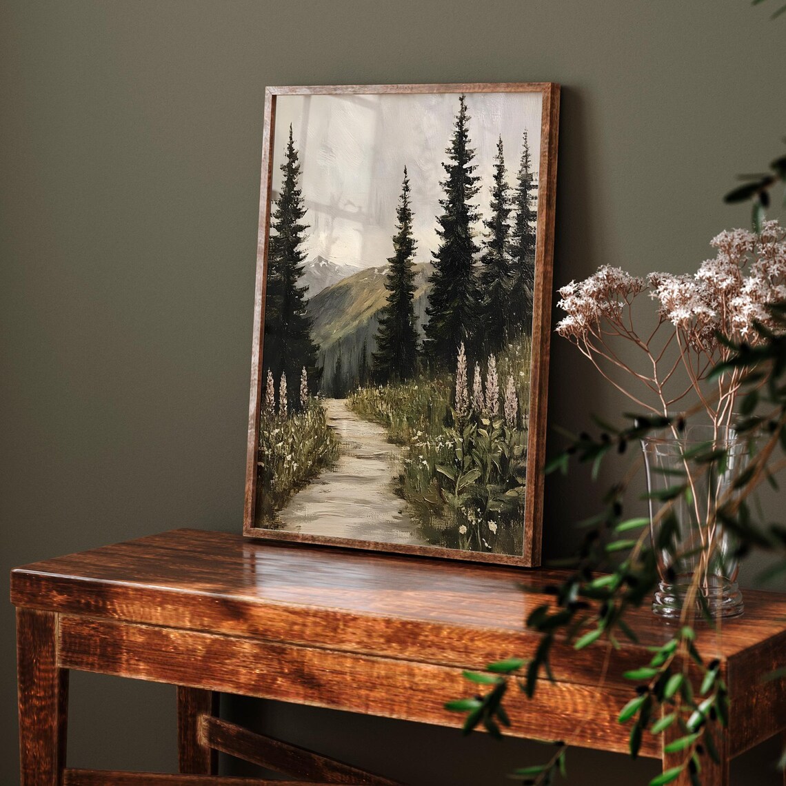 Vintage Mountain Trail Landscape, Rustic Forest Path - Image 6
