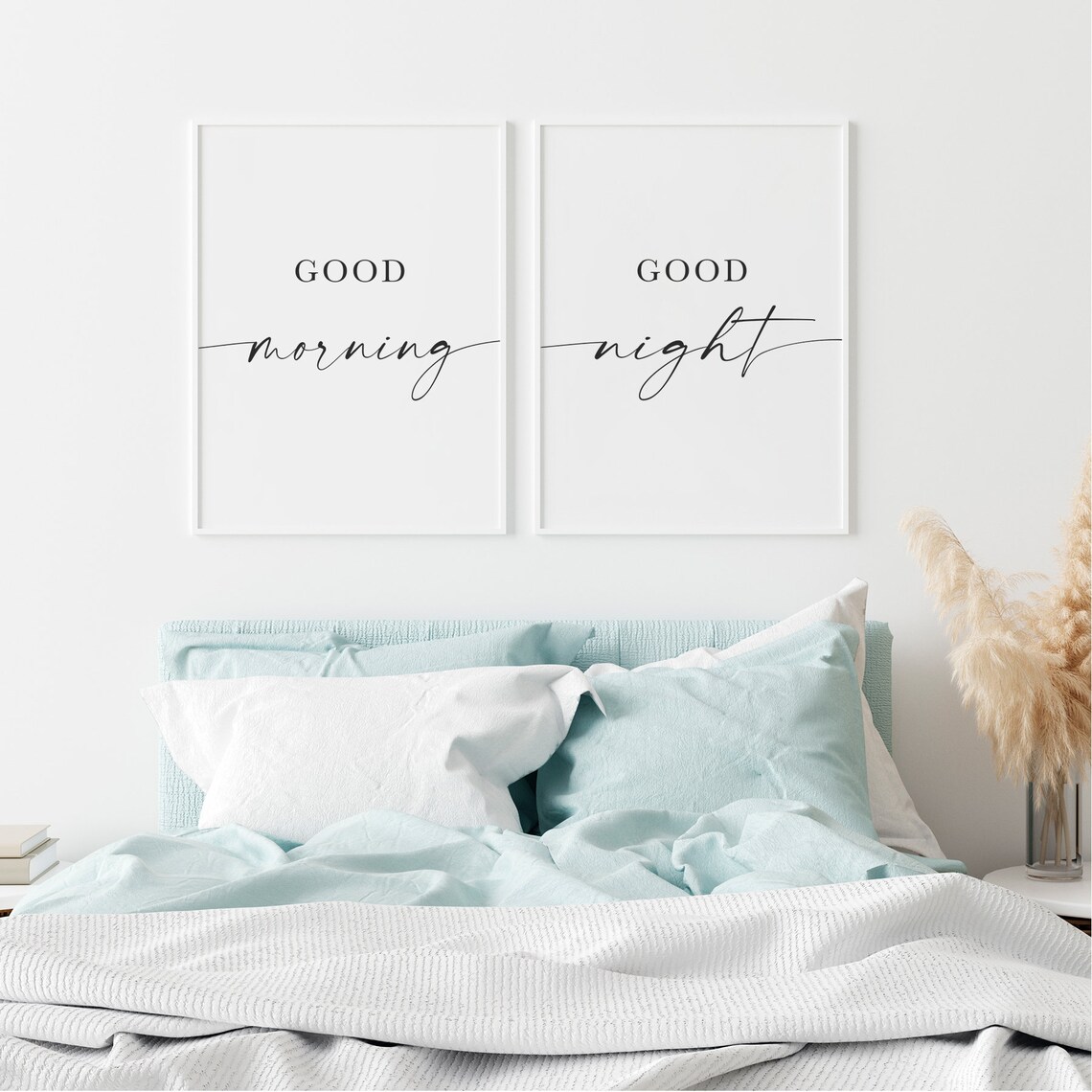 Good Morning Good Night Sign, Bedroom Wall Art - Image 3