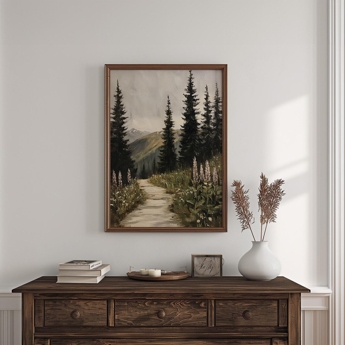 Vintage Mountain Trail Landscape, Rustic Forest Path - Image 4