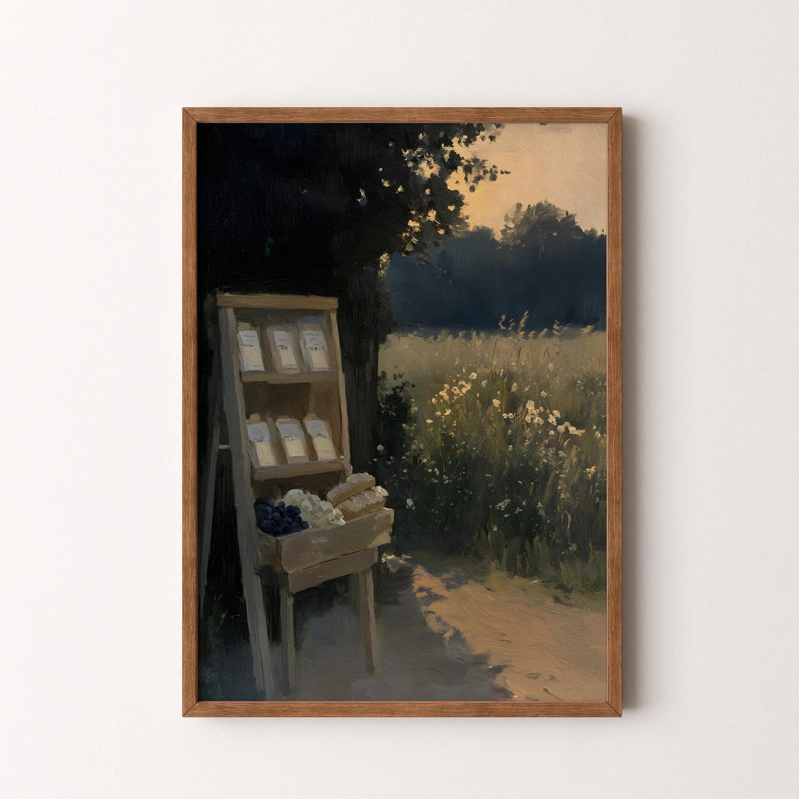 Rustic Farm Stand At Dusk Moody Countryside Oil Home Decor Poster