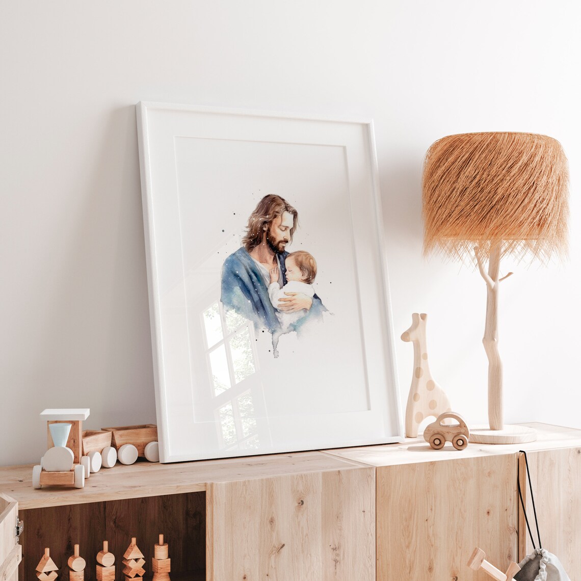 Jesus Painting With Boy, Christian Nursery Art Print - Image 4