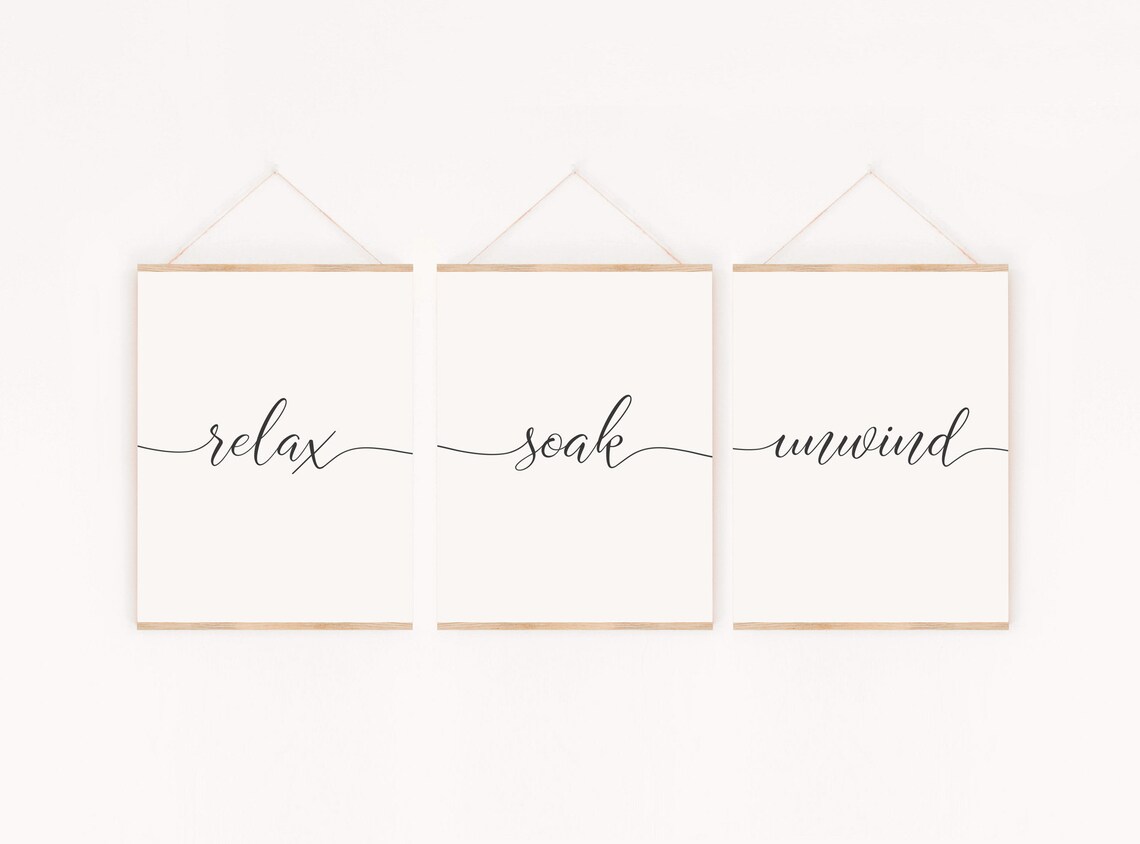 Relax Soak Unwind Bathroom Sign Art Print - Image 2