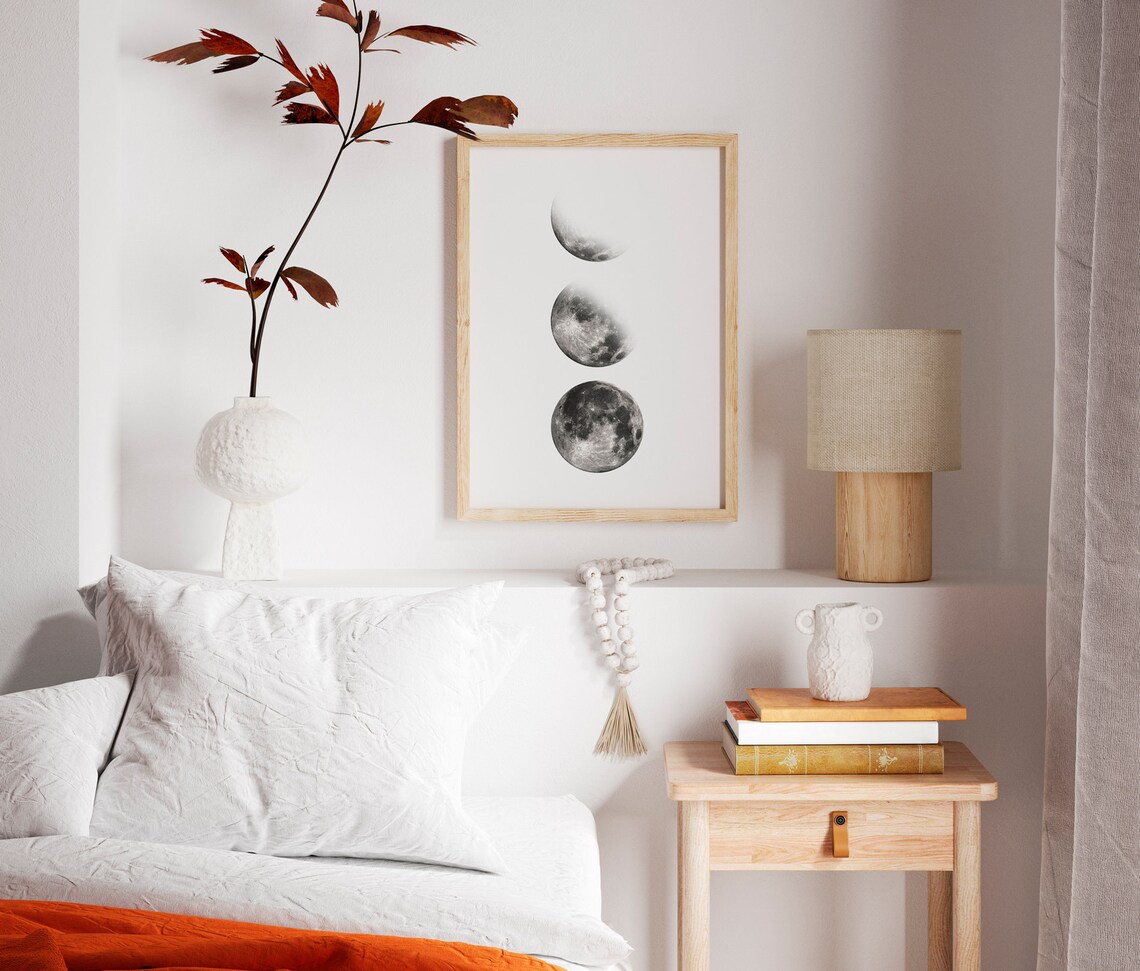 Moon Phase Print, Black and White Celestial Art - Image 3