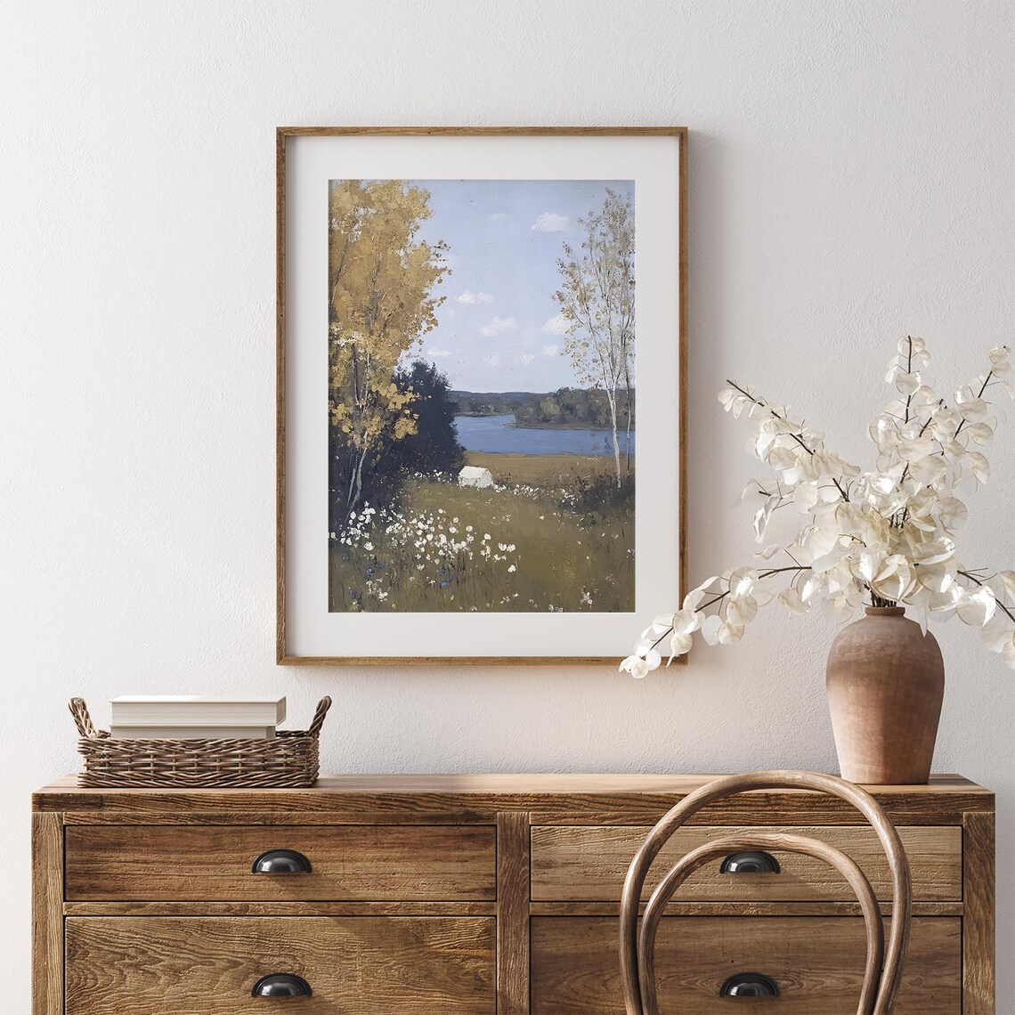 Autumn Lake With Golden Trees Vintage Landscape Wildflower Field Poster - Image 7